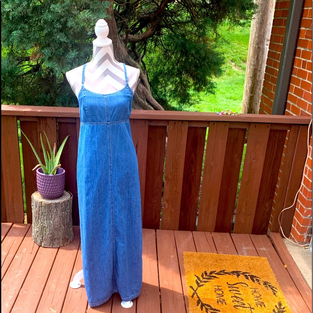 American Eagle Outfitters Blue Denim Maxi Dress